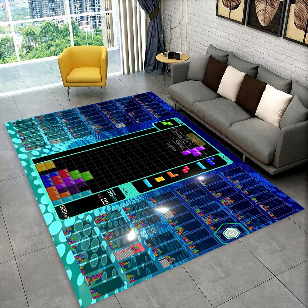 3D Retro Game Tetris Gamer Cartoon Area Rug,Carpet for Home Living Room Bedroom Sofa Doormat Decor,kid play Non-slip Floor Mat