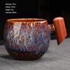 Kiln Change Ceramic Tea Cup with Wooden Handle Creativity Milk Cup Suitable for Office and Home