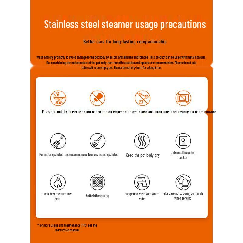SUPOR 304 Stainless Steel Double-Tier Steamer Pot 28cm