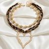 European and American Jewelry, Sweet and Cool Spice Girl Style Exaggerated Big Love Pendant Necklace, Sexy Leopard Print CCB Collarbone Chain