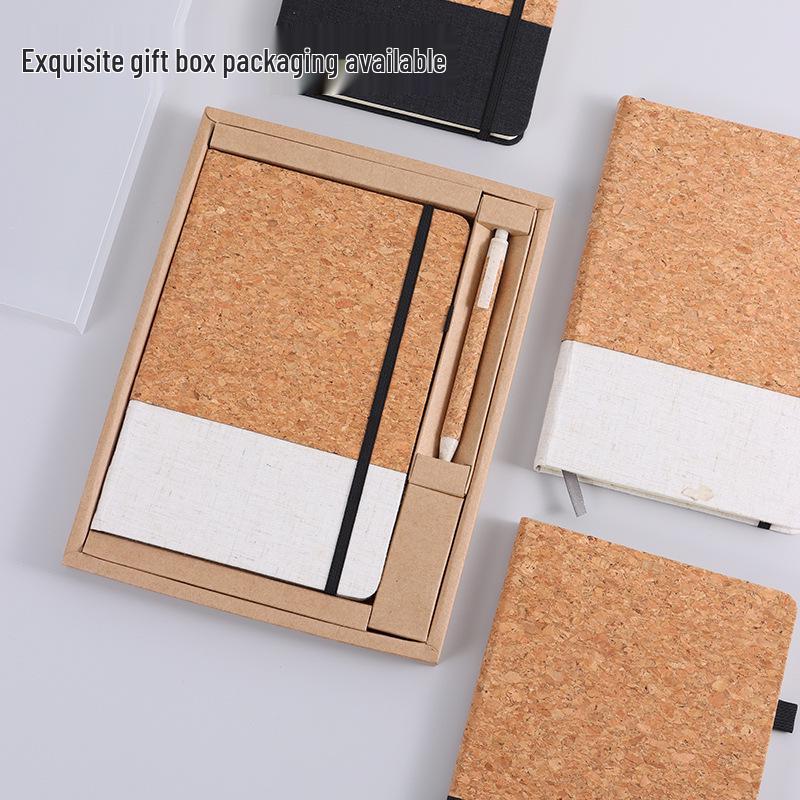 A5 Coffee Cork Texture Notebook Gift Set with Custom Logo Printing