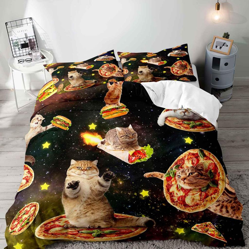 Cat Duvet Cover Pet Cat Pattern Bedding Set Cute Kitten Printed Comforter Cover For Kids Boys Girls Teens 3D Animal Theme Cover