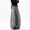 Modische Graue Nadelstreifen High Waist Hose Weiter Bein Herrenbekleidung Baggy Hosen Avantgarde Streetwear Freizeit Hosen Neu