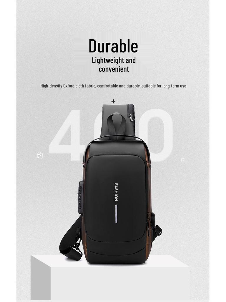 Men's USB Charging Water-Repellent Crossbody Chest Bag