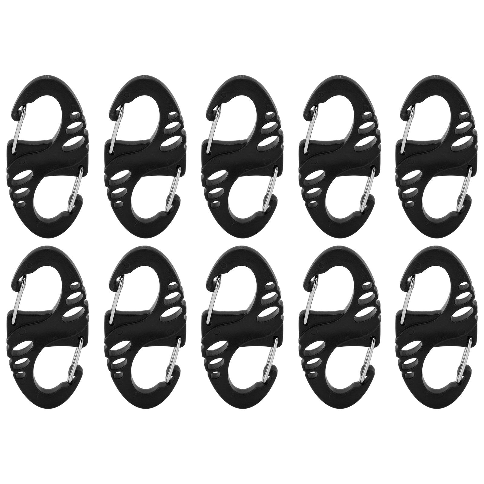 

10 шт. S-образная 8-образная защелка для брелка с крючком, клипса для наружного использования, быстросъемная пряжка для рюкзака, военная чёрный