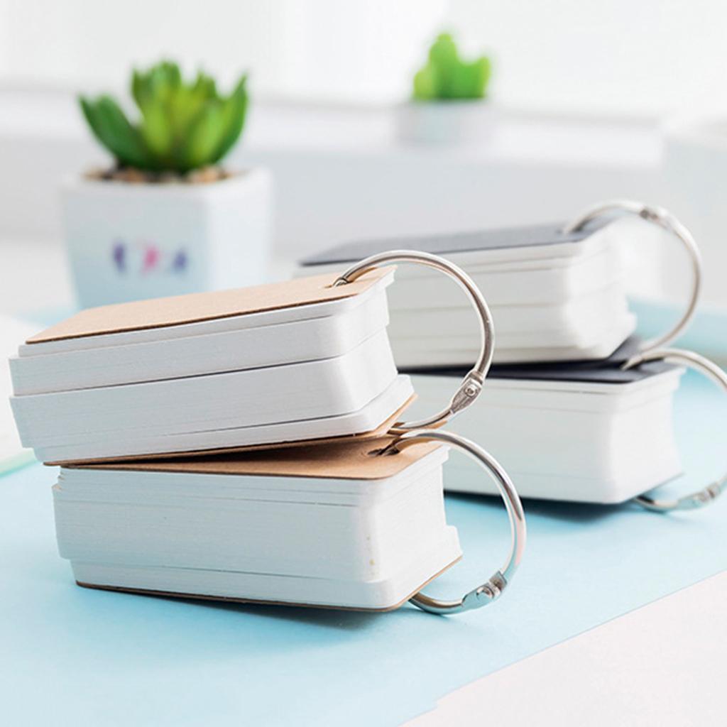 Simple DIY Index Cardboard Cover Blank Paper Card Memo Pad Bookmark Binder Rings