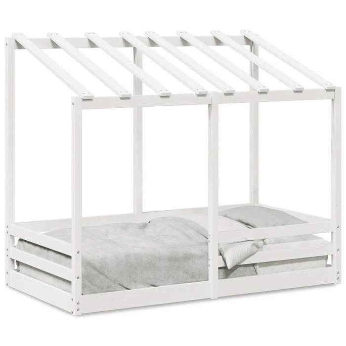 VidaXL Children's Bed with White Roof 80x160 Cm Solid Pine Wood, Children's Bed Frame, Wooden Children's Bed, 847013