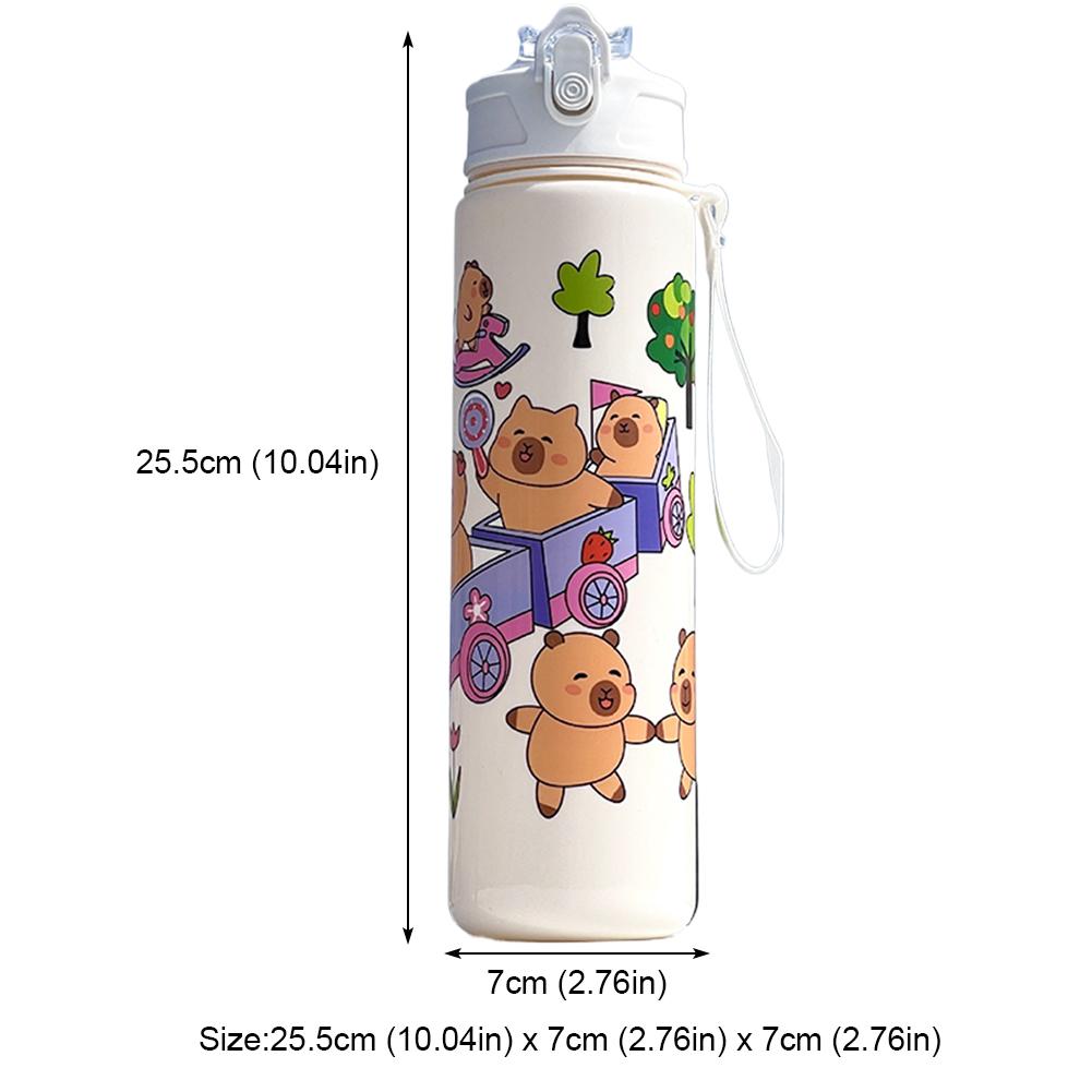 800ml Capybara Cute Water Cup with Straw & Handle Travel Water Cup Large Capacity Kawaii Water Bottle for Boys Girls Daily Use