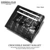 EVERSOUL Men's Bifold Crocodile Leather Wallet with Card Slots and Coin Purse