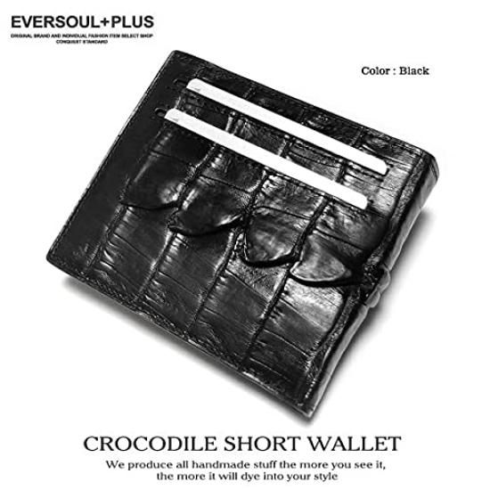 EVERSOUL Men's Bifold Crocodile Leather Wallet with Card Slots and Coin Purse