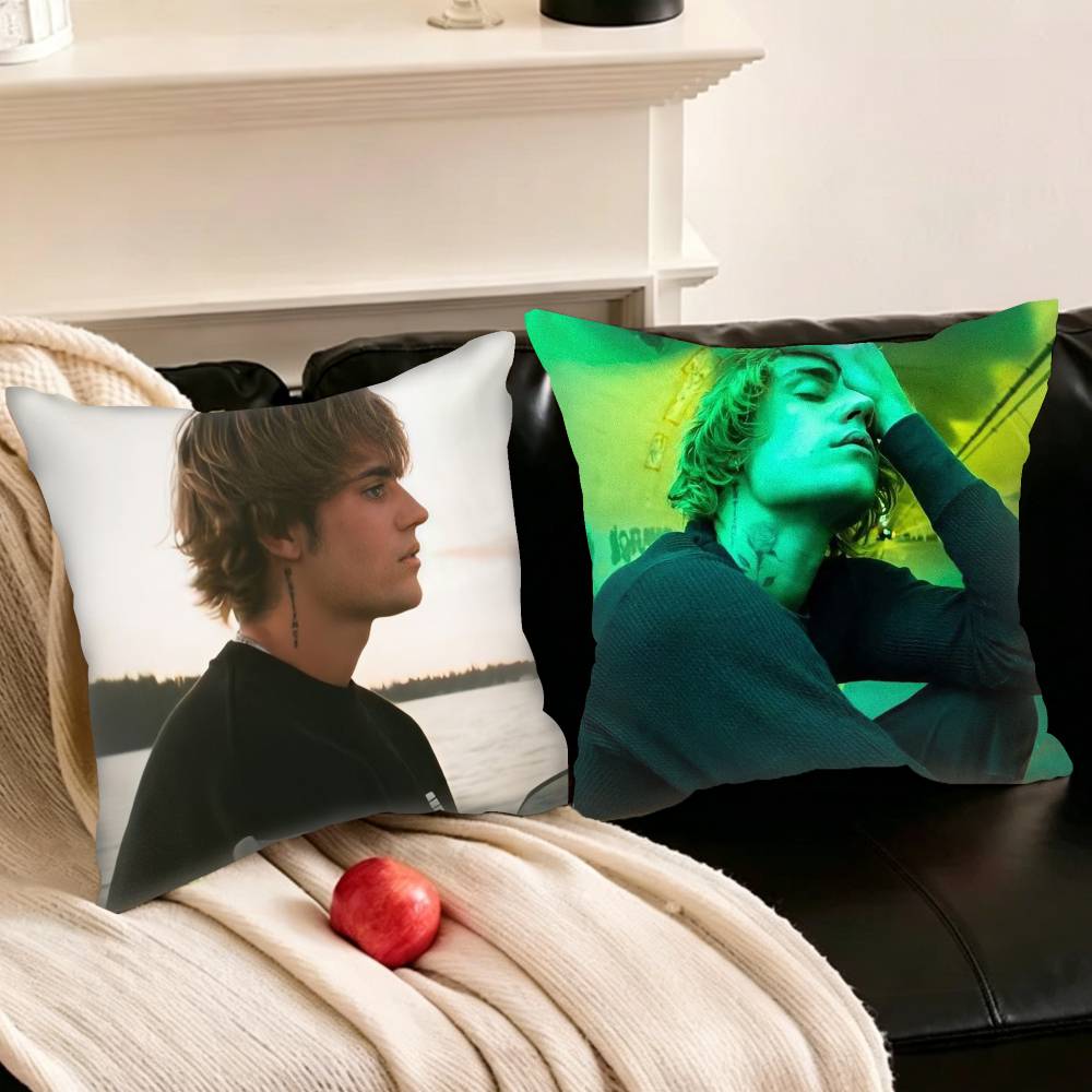 Pandara Jewelry Unisex J-Justin-S Singer B-Bieber-R Pillowcase For Sofa Room Office Decor Printing Protector Cushion Cover Valentine Gift Custom