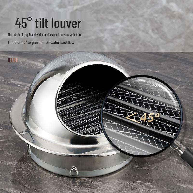 

Ветрозащитный вентиляционный колпак из нержавеющей стали 201 - Наружный настенный дождезащитный козырек для приточной и вытяжной вентиляции 100mm thickened 201 (bright)