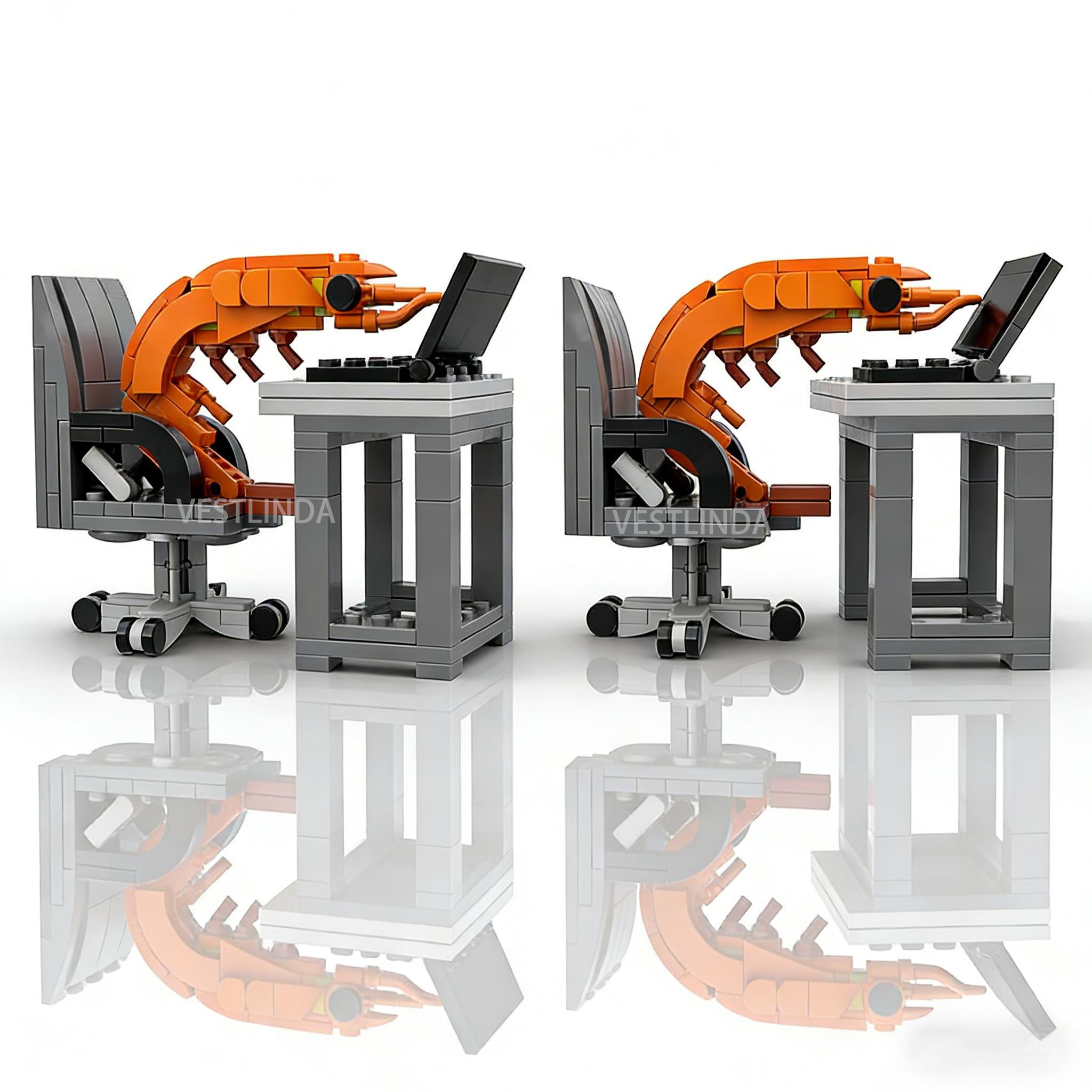 MOC Zusammenbau Block Garnelen Modell Figuren Puzzle Montage Jungen und Mädchen Zufällig Mischen Internet-Berühmtheit Geniale Parodien Premium Qualität gray