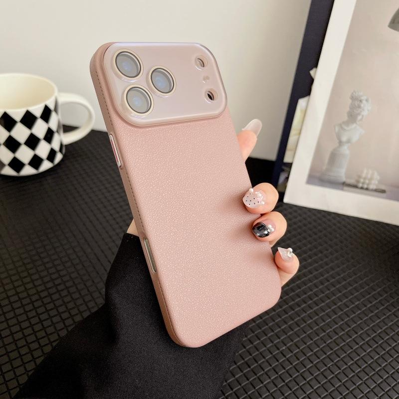 Lychee texture skin texture suitable for iPhone 17 Pro Max cases, iPhone 16 with lens film, PC hard protective case 15 iPhone 17