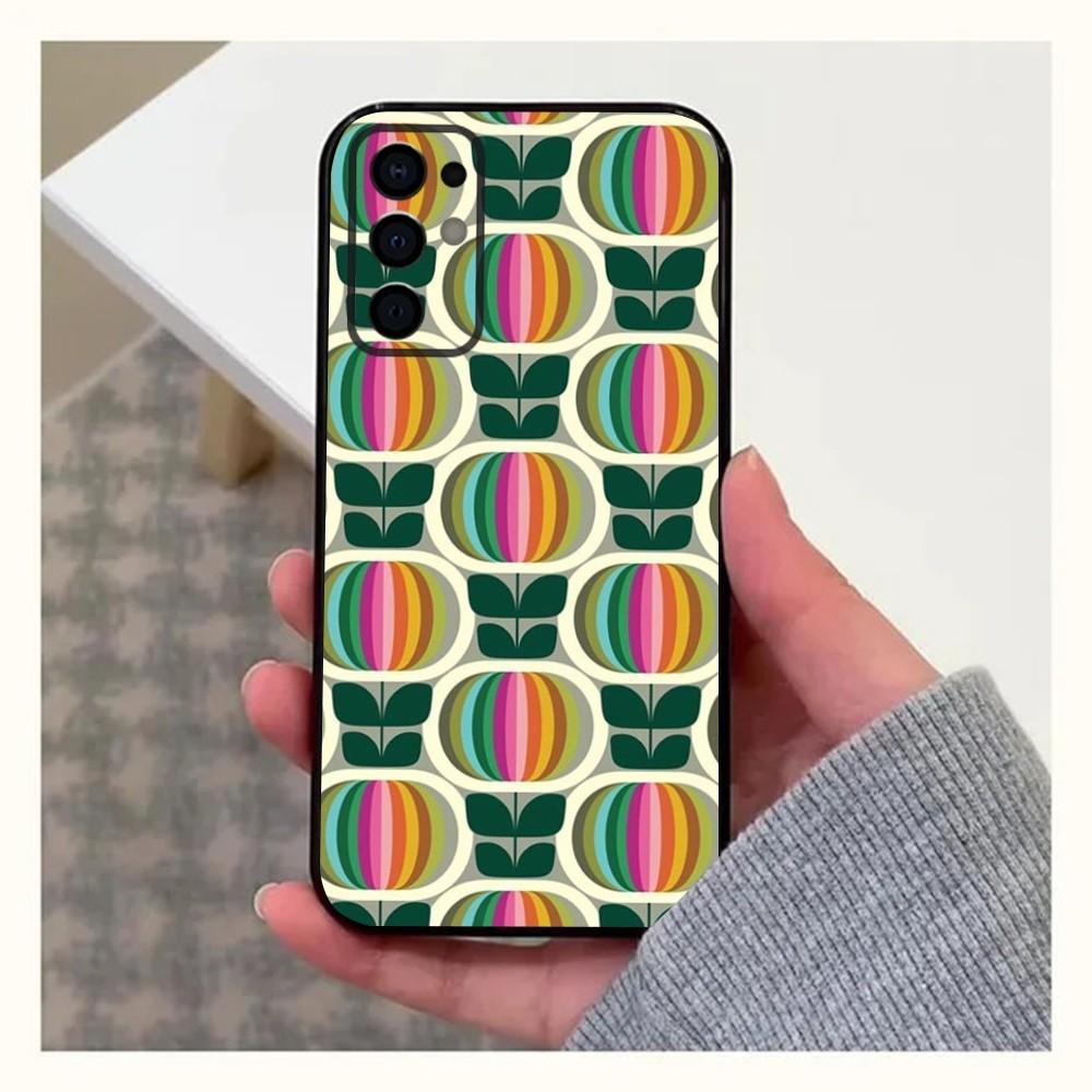 Custodia a Portafoglio Multi Stem Orla Kiely per Samsung S24,S21,S22,S23,S30,Ultra,S20,Plus,Fe,Lite,Note,10,9,5G Nera Morbida