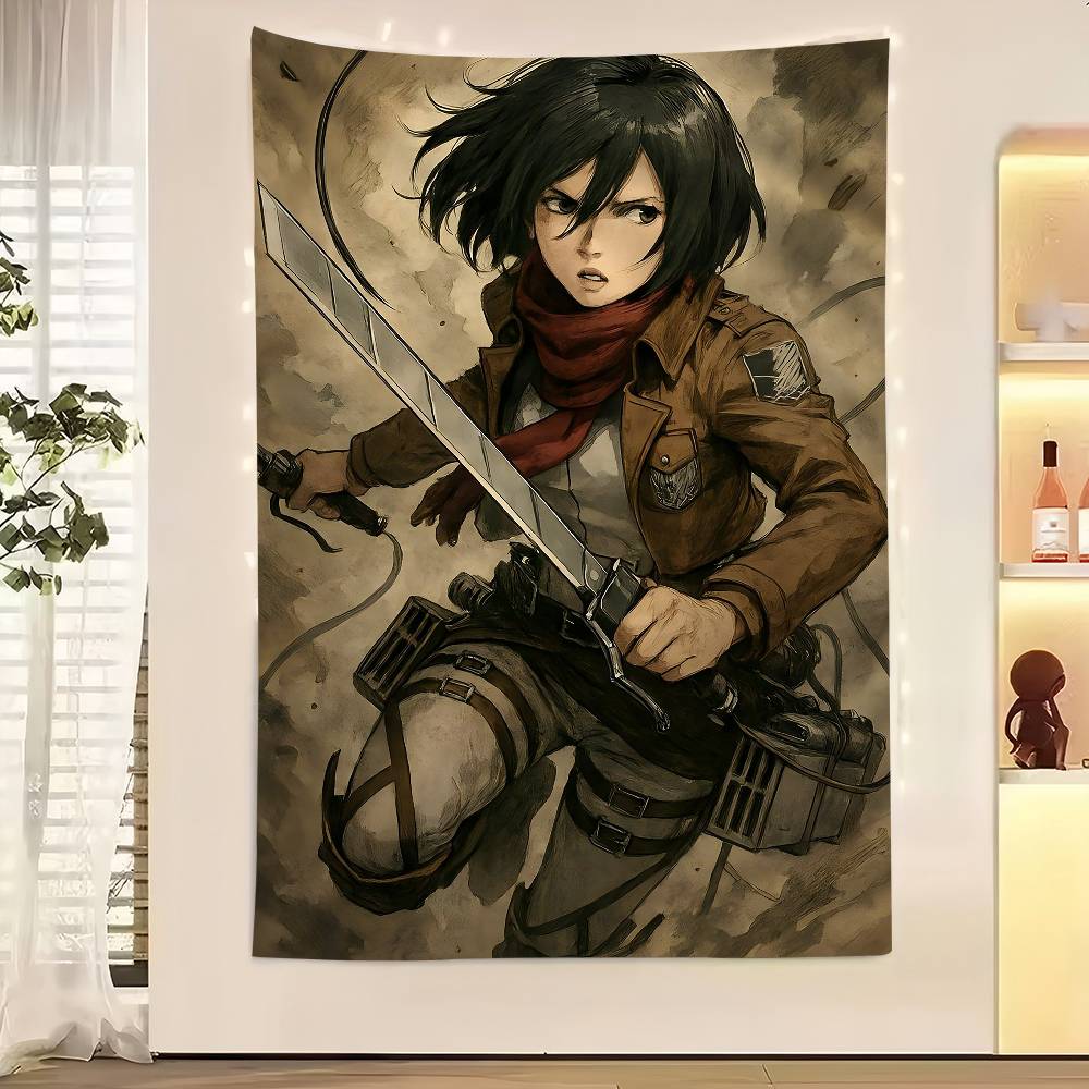 Vintage Anime AAttack On Titan Printed Large Wall Tapestry Indian Buddha Wall Decoration Witchcraft Bohemian Hippie Wall Art