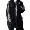 Men's Korean Style Long Sleeve Stand Collar Hoodie with Three Stripes for Spring and Autumn.