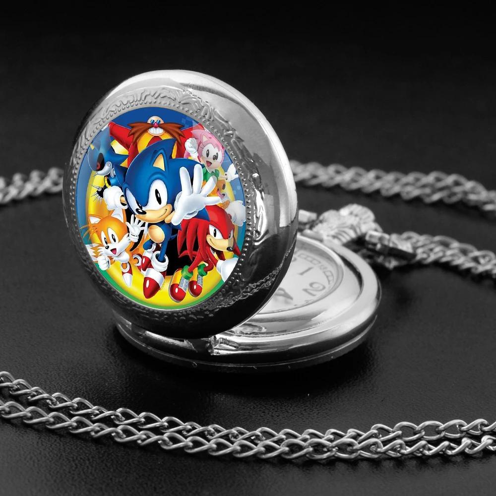 Famous Cartoon Glass Dome Pocket Watch with Chain Necklace Vintage Quartz Pendant Watches Mens Women Gift