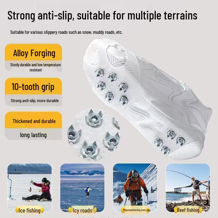 Outdoor Anti-Slip Ice Claw Shoe Covers for Rock Climbing & Snowfield Use - Simple 5810 Teeth.