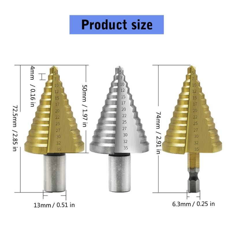 Stufenbohrer, Schnellarbeitsstahl Titan Stufenbohrer Stufenbohrer für Metall, Sechskantschaft / Rundschaft