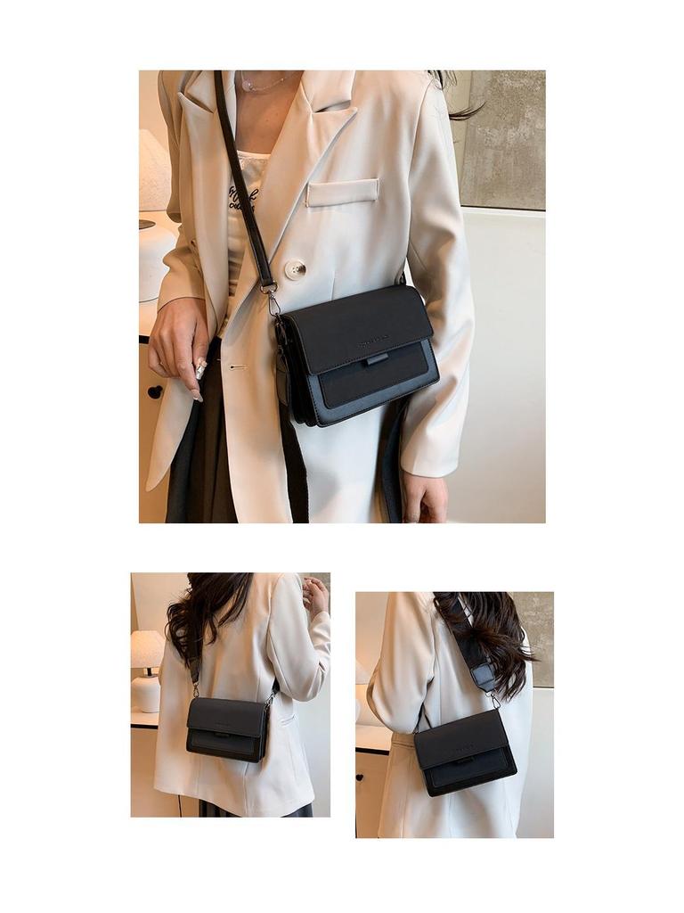 Yuezi Chic Damen 2025 Koreanischer Stil Kleine Quadratische Umhängetasche mit Breitem Riemen