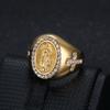 New Hip-Hop Jewelry Titanium Steel Gold-Plated Inlaid Diamond Virgin Mary Men's Ring