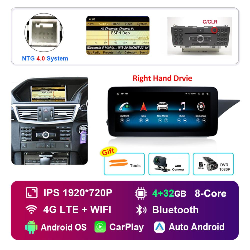 10.25 Inch Right Hand Drvie for Mercedes Benz E Class W212 2009 - 2015 NTG 4.0 4.5 System Android Car Radio Multimedia Player
