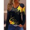 Vintage Women's T-Shirt Floral Graphic Plants Elegant Fashion Tee Long Sleeve T-shirts V-Neck Regular Tops Pullover Fall Winter
