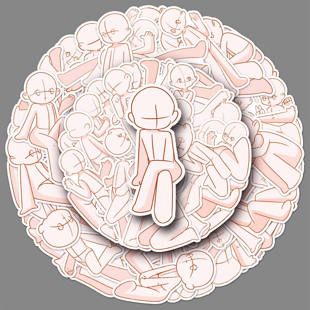 50 Body Characters Graffiti Stickers Cartoon Cute Hand-painted Decorative Mobile Phone Case Suitcase Water Cup Stickers