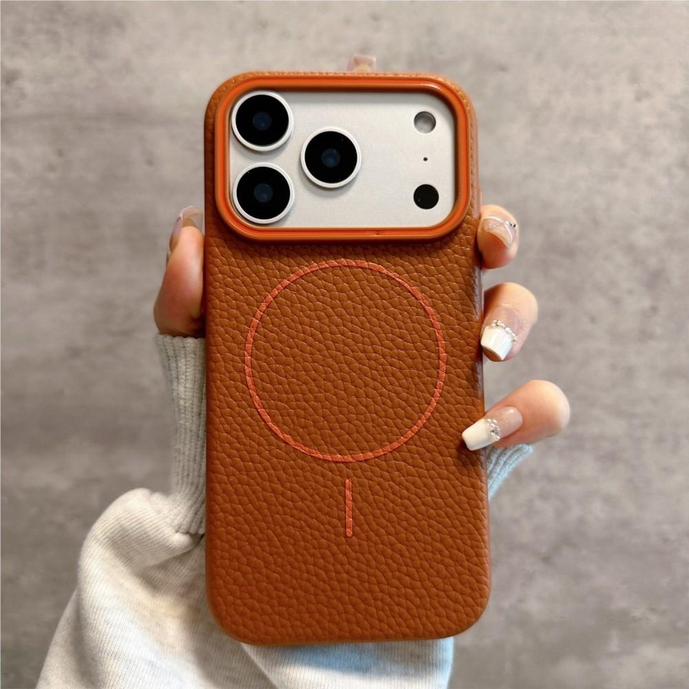 Frosted Leather Texture Magnetic For Magsafe Case For iPhone 17 Air 17E 16 16E 15 14 Plus 13 12 11 Pro Max Luxury TPU Cover