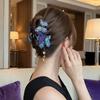 New Chinese Style Kniting Butterfly Hair Claws Women's Purple Long Flower Tassel Shark Grab Clips Vintage Hanfu Headpiece