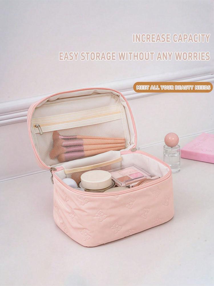 1PC New Bow Makeup Bag, Large-capacity Lipstick and Skincare Product Storage Bag, Business Trip and Travel Toiletry Bag