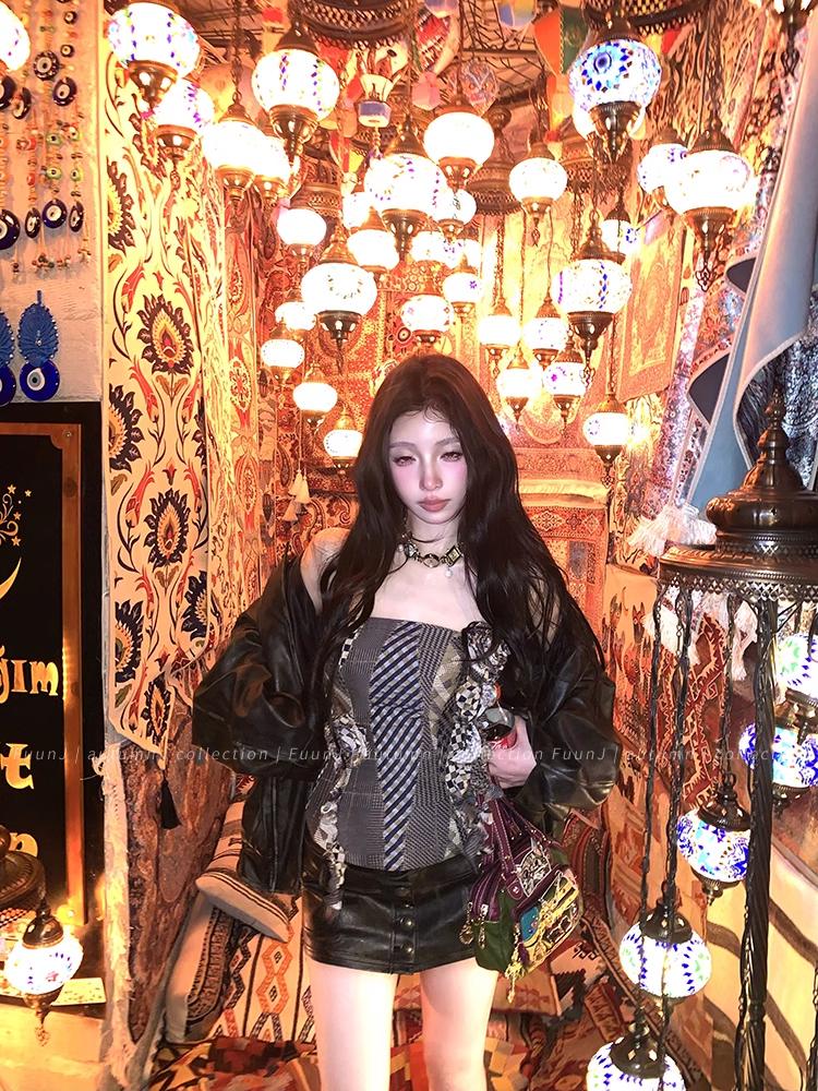 Sexy Black Pu Leather Short Skirt Women's Autumn Winter Tight Gothic Low Waist Skirt Street Fashion Y2K Hot Girl Outfit