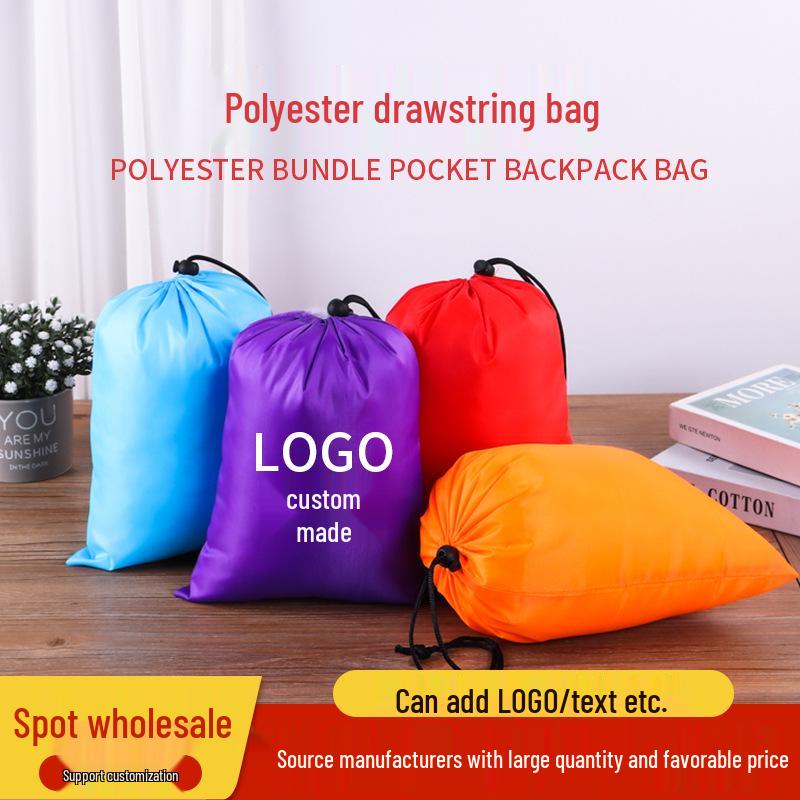 Custom Polyester Drawstring Bag for Clothing Packaging and Storage