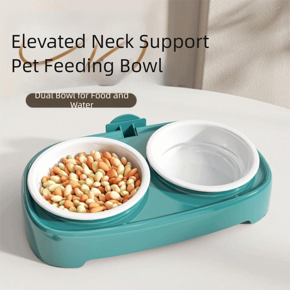 Multi Functional Slanted Pet Feeding Bowl Anti-Flip Detachable Cat Double Bowl Wall-mountable Pet Slow Feeder Bowl Multi-Pet