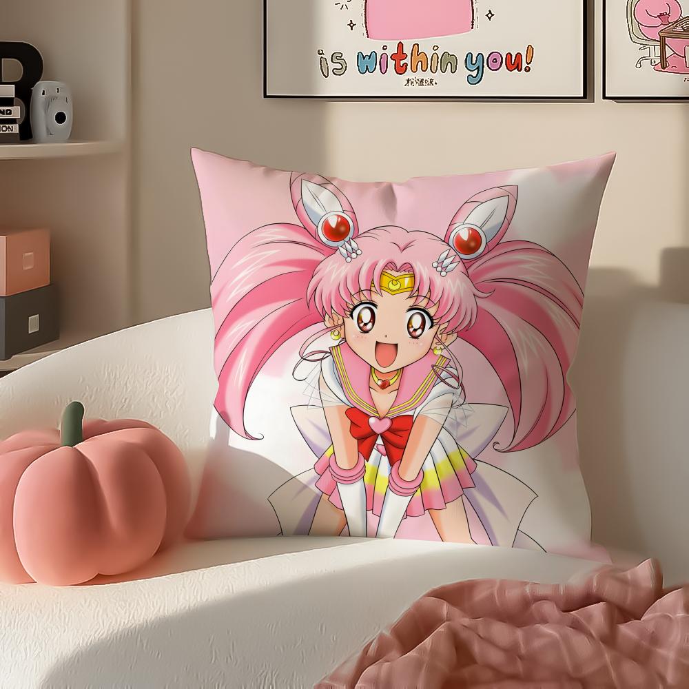 Magical Girly Cute Anime SSailor MMoon Cushion Cover Pillowcase Short Plush Invisible zipper Room Sofa Cushion Cover