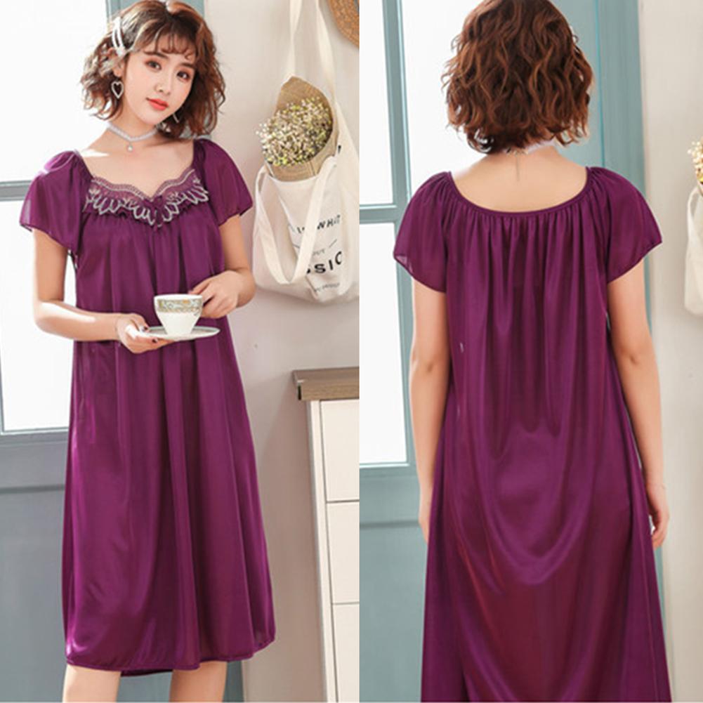 Dámské oversized noční košile s krátkým rukávem krajkové patchworkové noční košile s krátkým rukávem spací pyžam