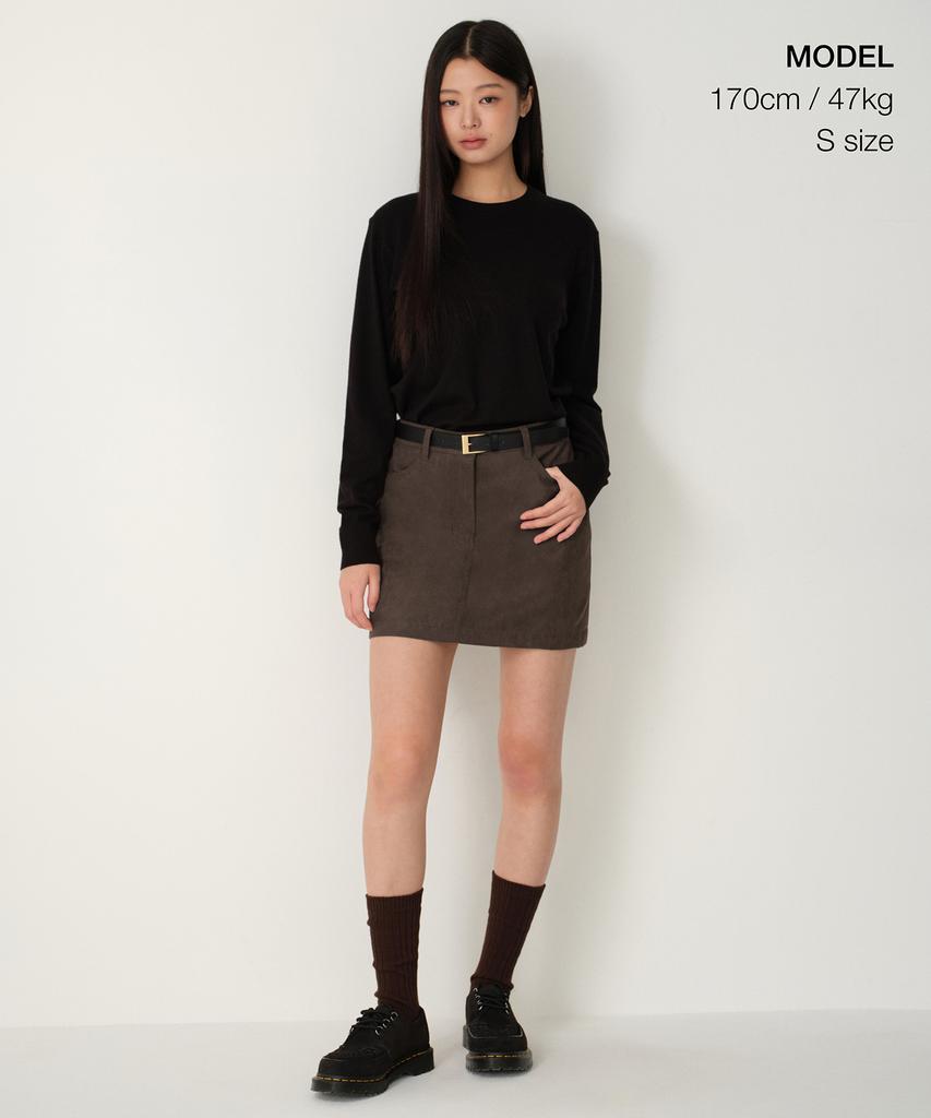 Musinsa Standard Woman Women'S Synthetic Suede Mini Skirt [Brown]