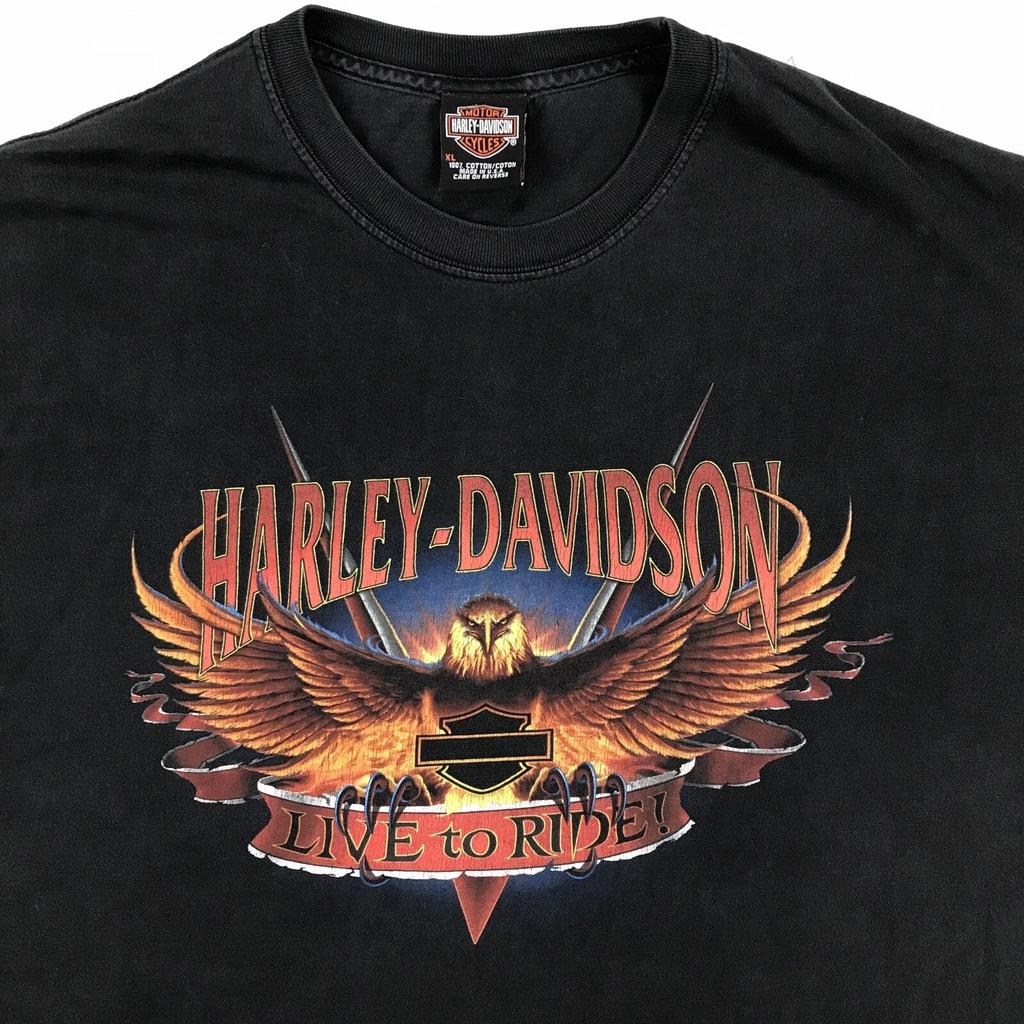 T-Shirt vintage HARLEY DAVIDSON MOTORCYCLE LIVE TO RIDE XL biker delaware anni '90