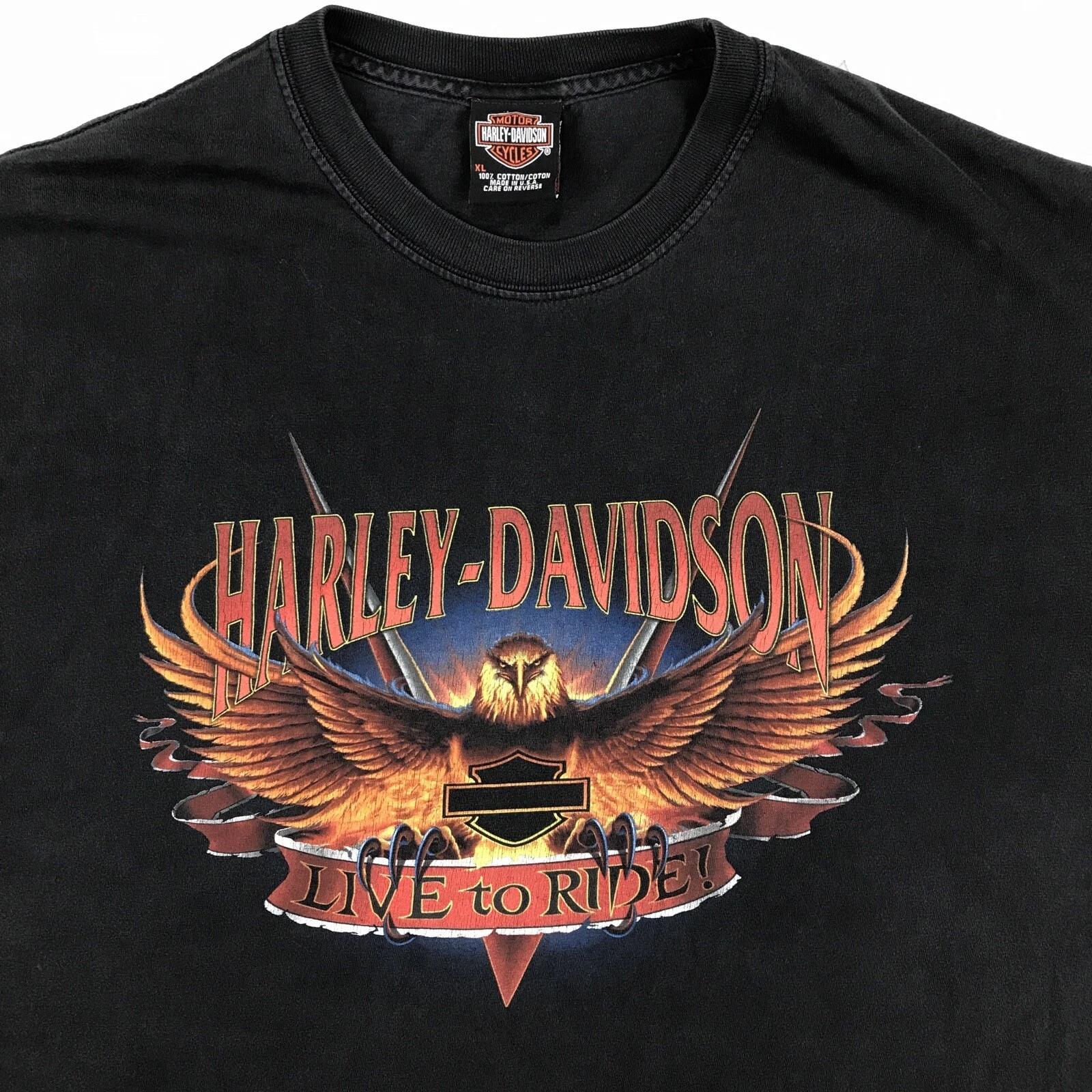 vintage HARLEY DAVIDSON MOTORCYCLE LIVE TO RIDE T-Shirt XL delaware biker 90s 4XL