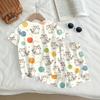 Kids Casual Short Sleeve Shirt and Shorts Set Animal Print Comfortable Lightweight Summer Outfit for Boys and Girls