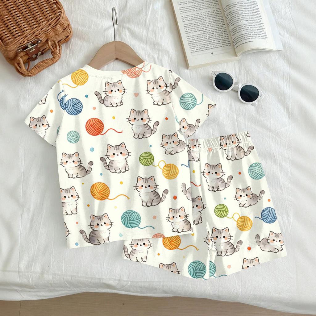 Kids Casual Short Sleeve Shirt and Shorts Set Animal Print Comfortable Lightweight Summer Outfit for Boys and Girls