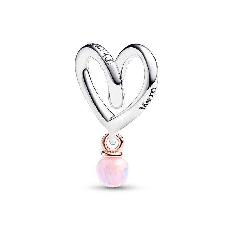 

PANDORA Pandora Twisted Flower Heart Two-Tone Pendant Pink Synthetic Opal 1-free size