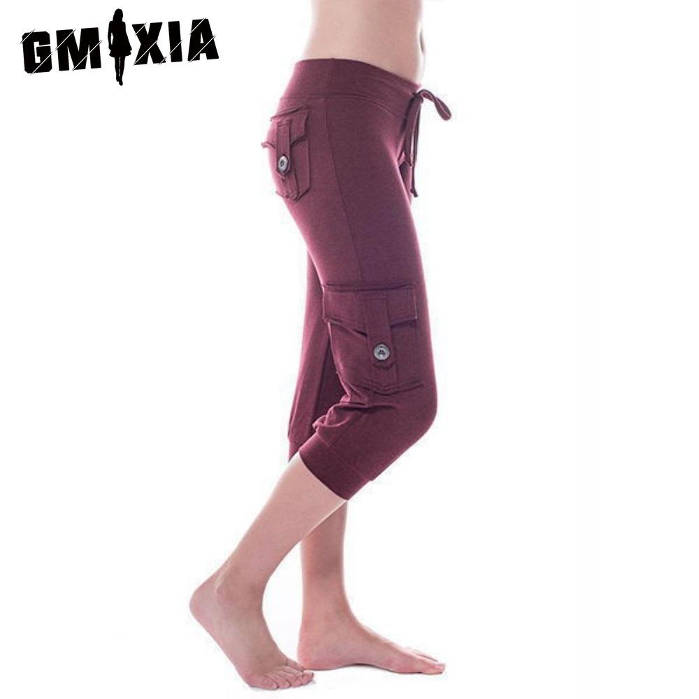 

GMXIA Женские модные повседневные брюки и капри с однотонным принтом XXXXL бордовый