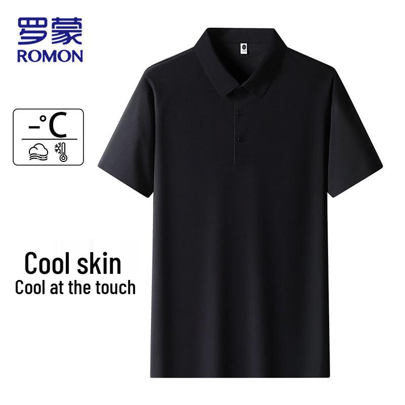 ROMON Herren UPF Sonnenschutz Kühlendes Eis Seide Poloshirt