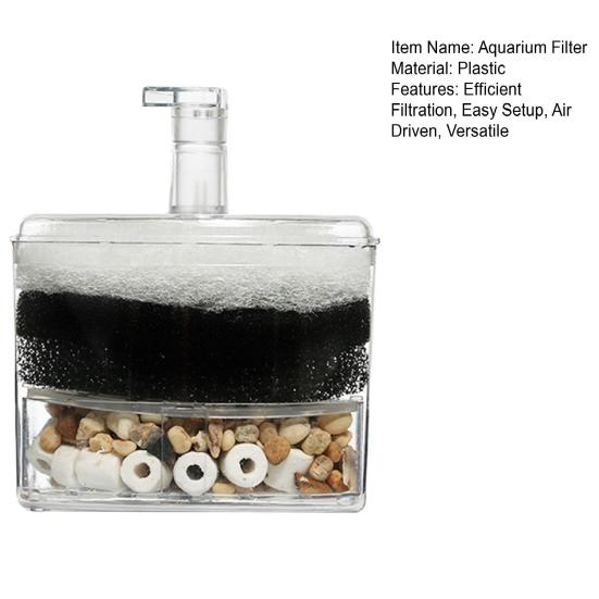 Aquarium Corner Filter Fish Tank Air Driven Sponge Filter Bio Filtration Corner Filter with Multi Kinds of Filter Media for Fry Shrimp Nano Fish Tank