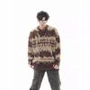 Unisex Oversized Knit Sweater With Jacquard Streetwear Style Casual Winter Top