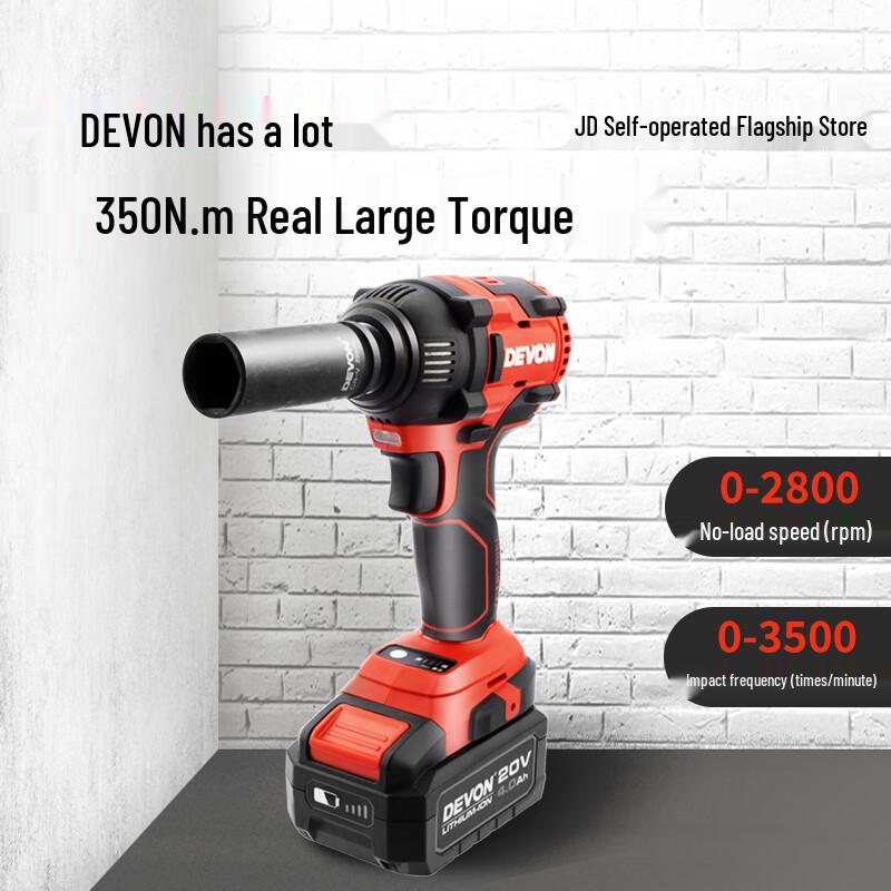 Devon 20V Borstlös Sladdlös Slagnyckel, 350N·m Vridmoment CN-kontakt (adapter ingår)