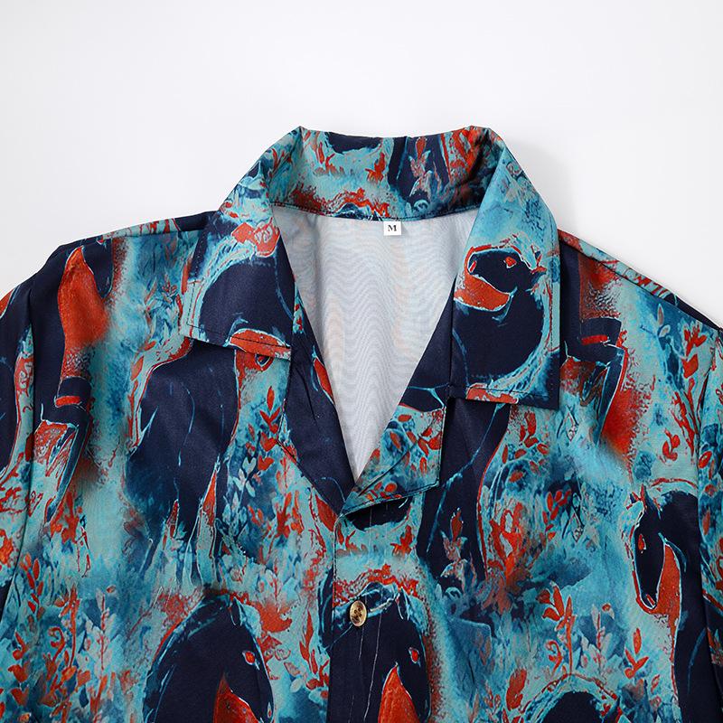 Мужская повседневная рубашка с отложным воротником и коротким рукавом — фото 4