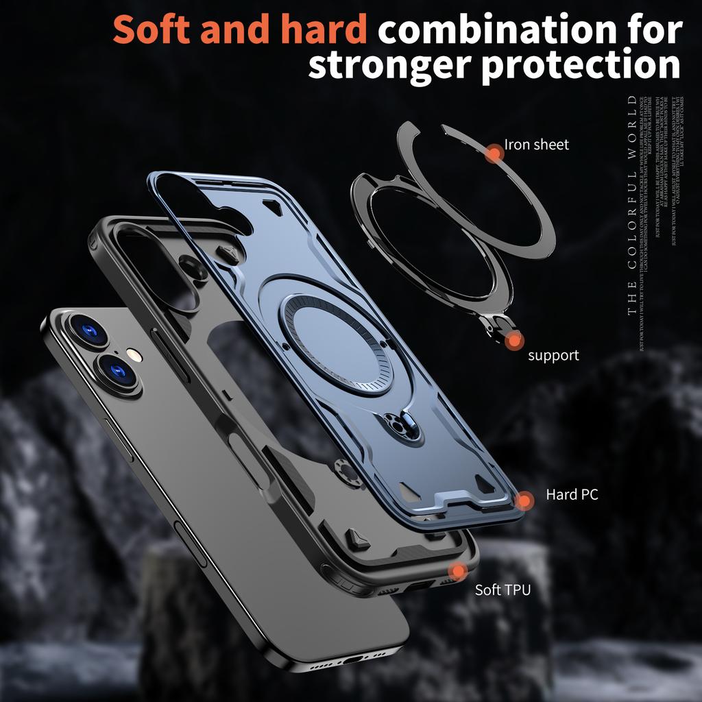 Compatible with iPhone 17 Case Magnetic 360 Rotating Stand Two-in-one Shockproof iPhone 16 Pro Protective Case